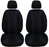 Bremer Sitzbezüge Autostoelhoezen voor Hyundai H-1 BJ 2008-20 – Stoelhoezen voor bestuurder en passagier in Zwart/Blauw