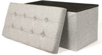 HOME DECO FACTORY Home Deco Poef/hocker Chique - opvouwbaar - stof - opbergbox - lichtgrijs - polyester/mdf - 76 x 38 cm