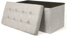 HOME DECO FACTORY Home Deco Poef/hocker Chique - opvouwbaar - stof - opbergbox - lichtgrijs - polyester/mdf - 76 x 38 cm