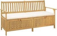 vidaXL Opslagbank 2-Seater 170 x 63 x 84 cm Licht acacia en wit