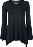 Gothicana Zwart shirt met lange mouwen en trompetmouwen - Dames - M