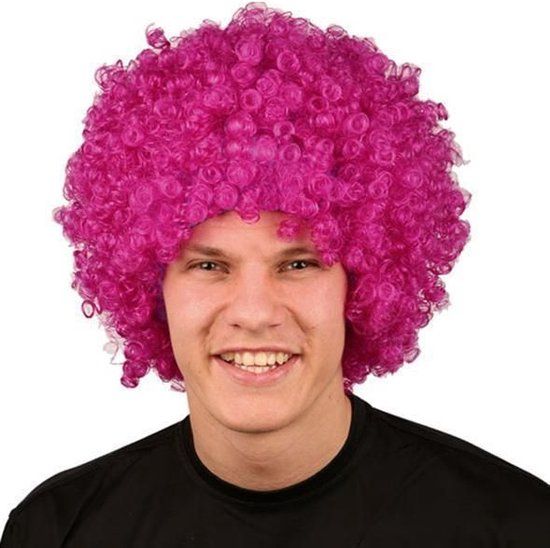 Pruik krullenbol groot paars - Pride - Unisex - Paars - Lila - Volwassenen