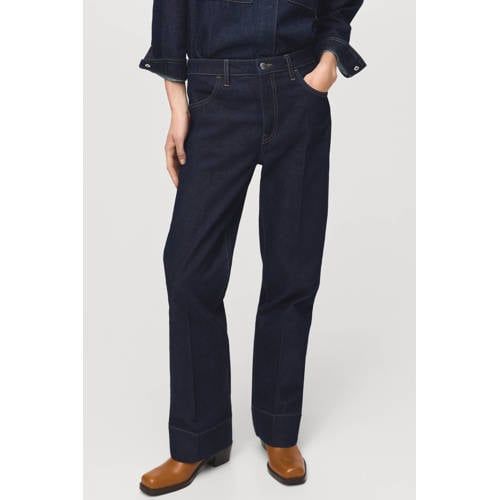 Mango Straight Leg Jeans Dark Blue Denim