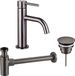 FortiFura Calvi Slim Set de robinetterie de lavabo - Robinet de lavabo bas - Métal canon de fusil brossé (anthracite)
