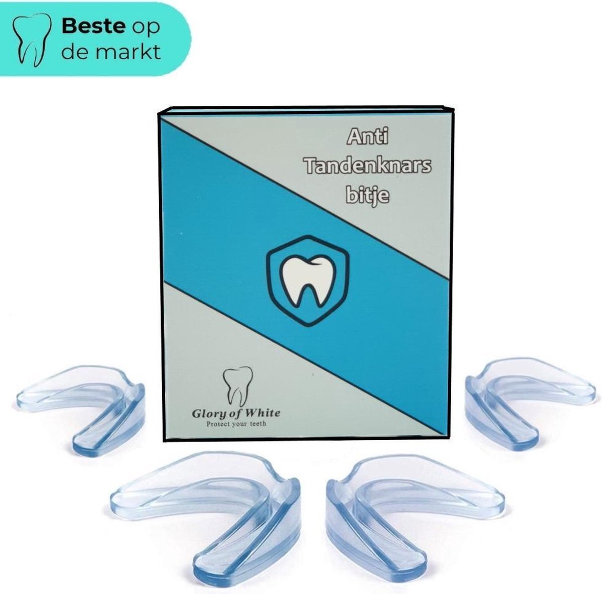 Glory Of White - Anti Knarsbitje - Gebitsbeschermer - Tandenknarsen - Tandenknars Bescherming - Nachtbitje - Dental Guard - 4 Stuks - Volwassenen & Kinderen