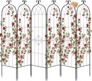 VEVOR Klimrek, 220x52,5 cm, 6-delige set, Metalen klimrek met gepoedercoat oppervlak en vergrendelingsmechanisme, klimsteun, tuinrek, plantensteun voor bloemen, groenten en rozen