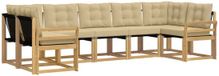 vidaXL Hoek loungeset 7-delig Wit en Beige Acacia Hout