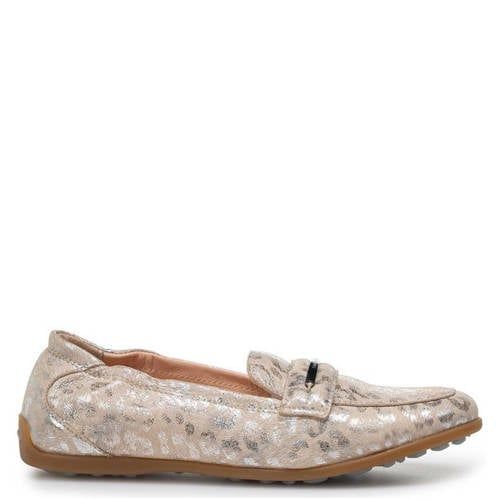 Floris van Bommel leren loafers beige/zilver
