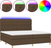 vidaXL Boxspring met matras en LED stof donkerbruin 200x200 cm