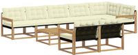 vidaXL Hoek loungeset 9-delig Wit en Crèmekleurig Acacia Hout