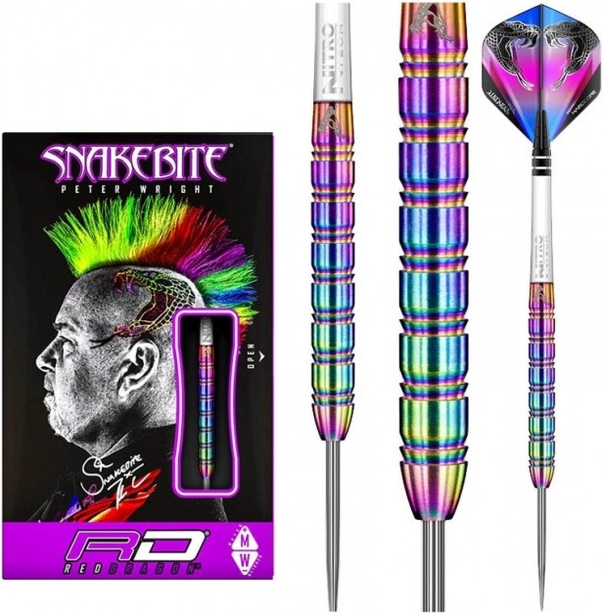 Red Dragon - Peter Wright Snakebite 1: Steeltip Tungsten Dartpijlen Professioneel - 24 gram