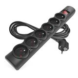 EMOS - Overspanningsbeveiliging stekkerdoos met LED-display, 6-voudig, 3 m kabel