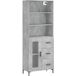 Buffet Haut Meuble de Rangement Gris Béton 69,5x34x180 cm Bois d'Ingénierie