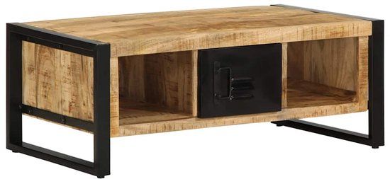 vidaXL Salontafel 90x50x36 cm massief ruw mangohout