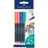Faber-Castell 160704 markeerstift 4 stuk(s) Blauw, Oranje, Roze, Violet