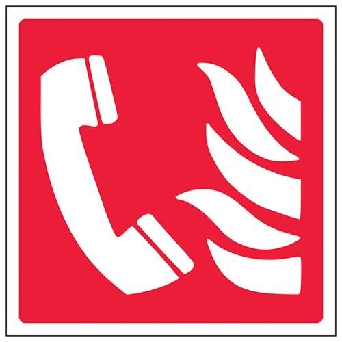 V Safety VSafety Fire Phone Logo Sign - 150mm x 150mm - 1mm Rigid Plastic
