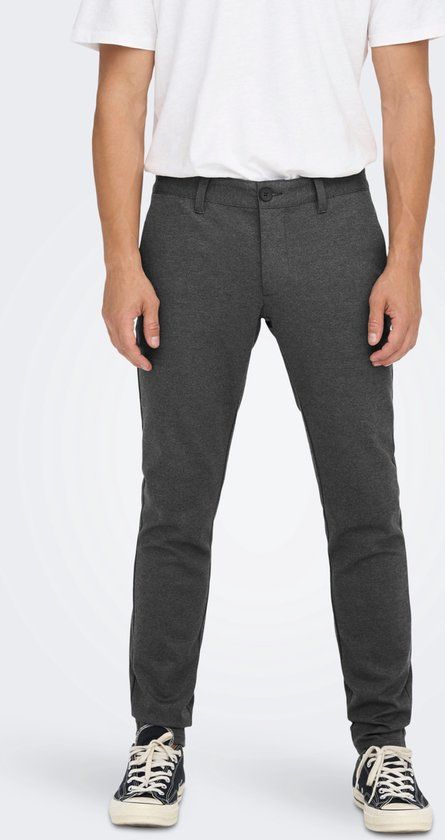 ONLY & SONS ONSMARK TAP HERRINGBONE Broek - Zwart - Maat 33 - Heren