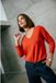 FREEMAN T. PORTER Pull femme Lorel Rouge Orange Coton Manches longues Col en V Uni