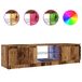 Meuble TV avec LED 140x40x36 cm bois transformé couleur vieux bois