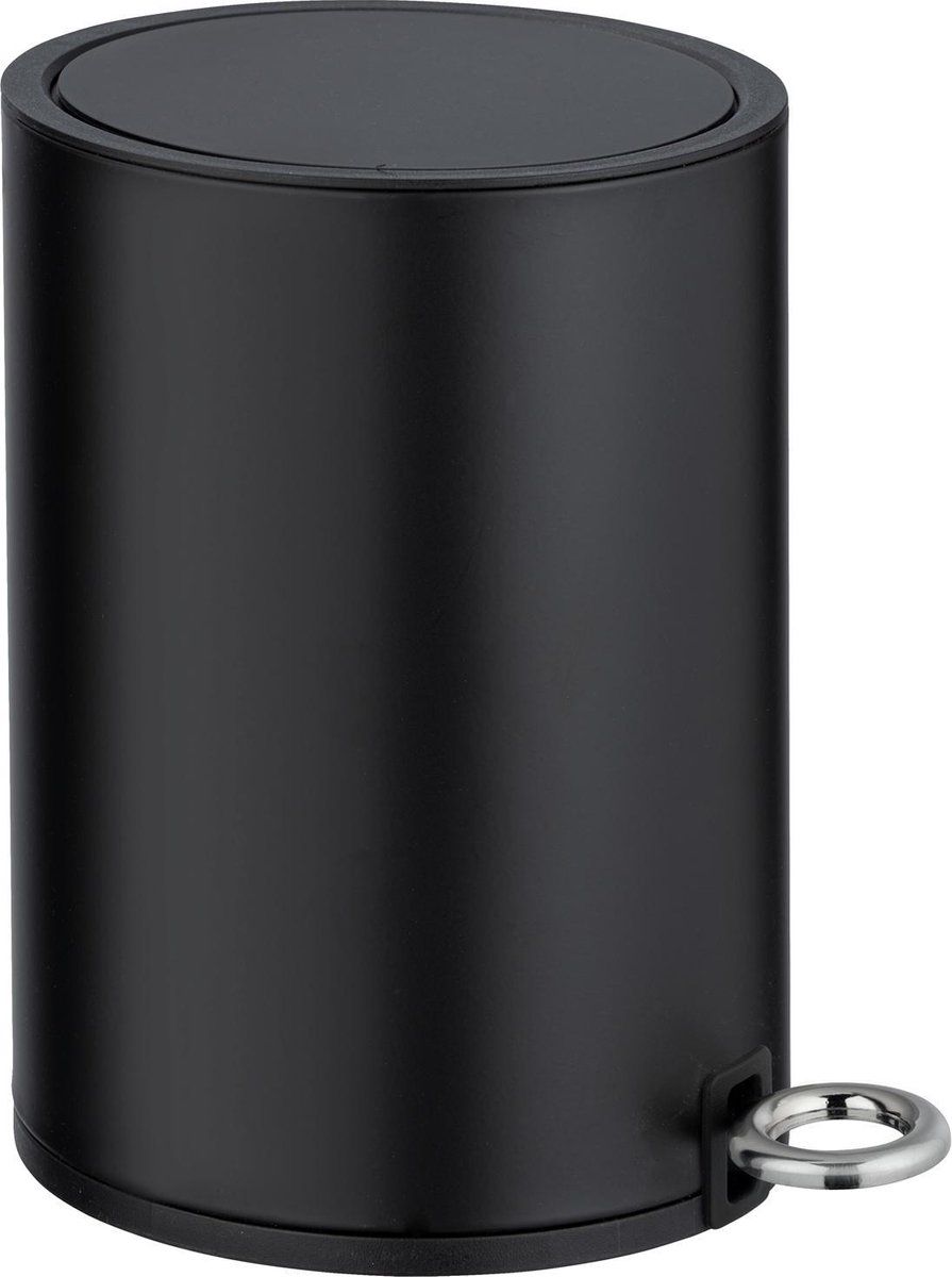 WENKO Pedaalemmer MAT Zwart - rvs 3 l met soft close deksel / afvalbakje