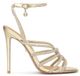Kazar Gouden sandalen met hak versierd met kristallen voor dames, maat 36