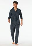 Schiesser Pyjama lange knoopsluiting grafietblauw - small