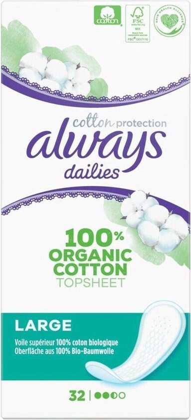 Always Dailies Cotton Protection Large - Voordeelverpakking 10 x 32 stuks - Inlegkruisjes