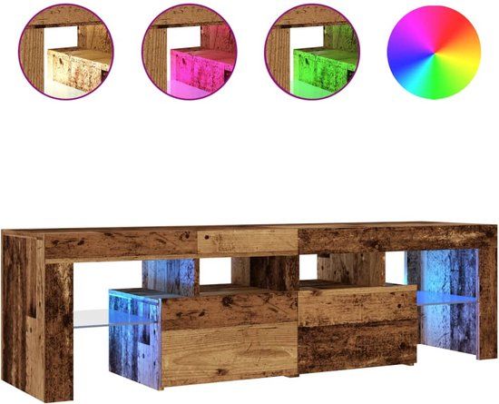 vidaXL Tv-meubel met LED 140x36,5x40 cm bewerkt hout oud hout