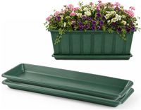 PLASTICFORTE Plantenbak water onder opvangschaal - 2x - groen - rechthoek - 48 x 18 cm