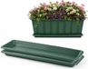 PLASTICFORTE Plantenbak water onder opvangschaal - 2x - groen - rechthoek - 48 x 18 cm