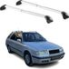 Omac Barres de toit transversales certifiées Tüv pour Skoda Felicia Break 1994-2001 – Verrouillables (4 antivols) – Charge max 100 kg – Sangle inox + protection caoutchouc argent