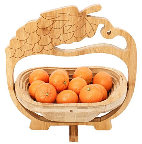 GMMH Vouwmand fruitmand decoratieve schaal fruitschaal hout opvouwbaar (Design druiven)