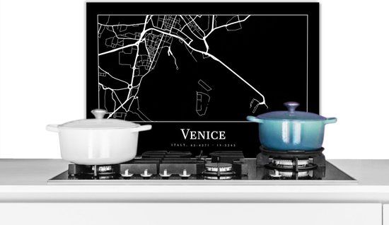 KitchenYeah Spatscherm keuken 70x50 cm - Stadskaart Venetië - Aluminium
