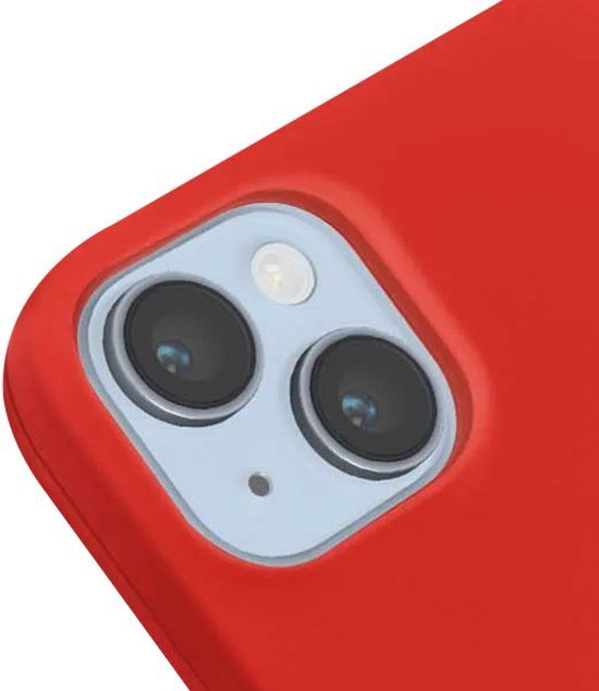 Jaym, Siliconen MagSafe Hoesje met Microvezel voor Apple iPhone 14 Plus - Rood