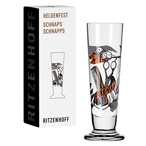 Ritzenhoff HELDENFEST borrelglas #9 van Werner boor, van kristalglas, 52 ml, in geschenkverpakking