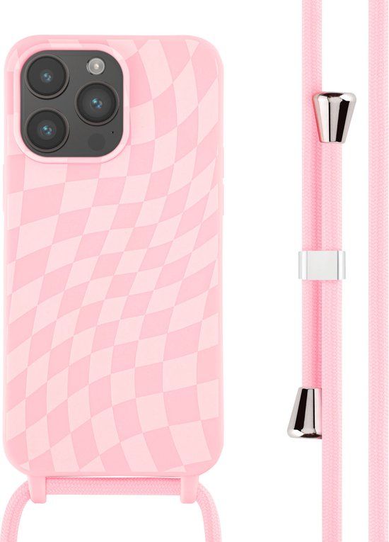iMoshion iPhone 14 Pro Max Hoesje Met Koord - Roze / Retro Pink - Siliconen Back Cover
