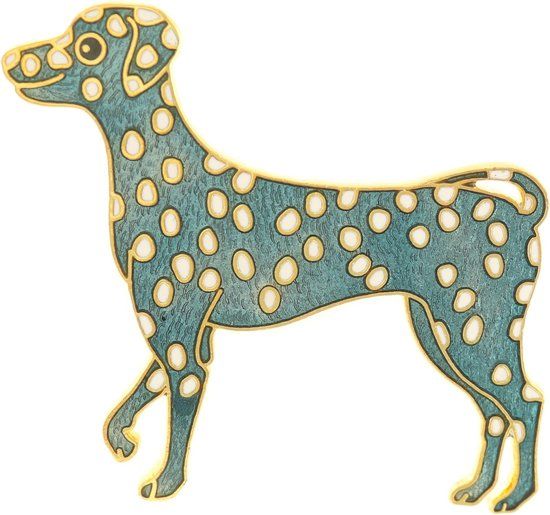 Merkloos / Sans marque Behave® Broche hond Dalmatiër blauw wit emaille - Emaille - 6 cm