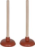 MSV Gootsteen ontstopper - 2x - plopper - hout/rubber - 11 x 30 cm
