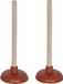 MSV Gootsteen ontstopper - 2x - plopper - hout/rubber - 11 x 30 cm
