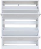 JUMI Scandinavische schoenenkast, kleur Wit, met 2 kleppen, voor entree, hal, 60 x 80 x 2 cm