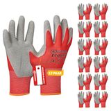 Gebol Eco Grip | Werkhandschoenen voor een veilige grip | Latex handschoenen voor heren | Maat XL (maat 10) | Rood | Multipack 12 paar