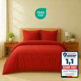 Komfortec Premium Dekbedovertrek 200x200 cm + 2x Kussensloop 40x80 cm - Geborsteld 100% Polyester Microvezel - Rood