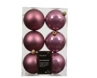 Decoris Boule de Noël plastique d8 cm rose 6 pc