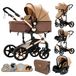 Poussette 3-en-1 - Modèle B588 - Poussette combinée - Compatible avec sièges auto - Pliable - Convient jusqu'à 20 kg - Siège réversible - Couleur kaki