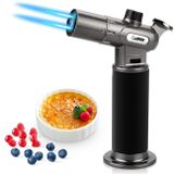 Cuisinière brûleur flambeur - Double flamme - Rechargeable - Acier inoxydable - Pour crème brûlée et flambage