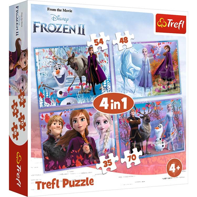 Trefl Disney Frozen 2 4-in-1 Puzzle Set - 35/48/54/70 Pieces - Ages 4+