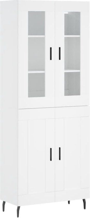 vidaXL Hoge kast 69,5x34x180 cm bewerkt hout wit