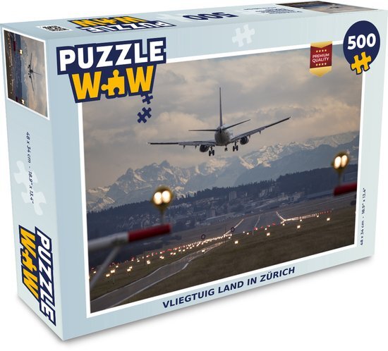 MuchoWow Puzzel Vliegtuig land in Zürich - Legpuzzel - Puzzel 500 stukjes