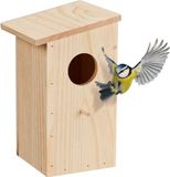 Relaxdays nestkast koolmees - roodstaart - met klep - onbehandeld hout - hangend