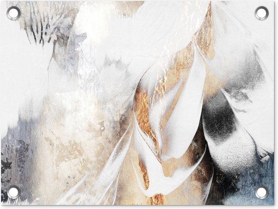 GreatGardenPosters Tuinposter - Abstract - Kunst - Design - Strepen - Goud - Tuindoek - 40x30 cm